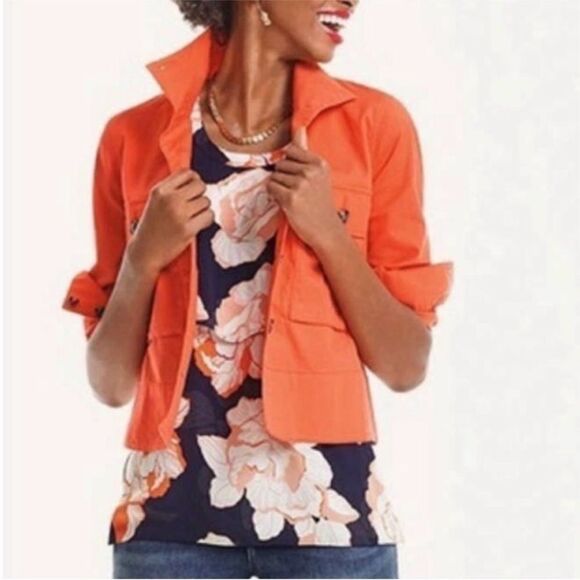 CAbi Orange Utility Jacket with High Collar and Double Front Pockets. - Picture 5 of 6